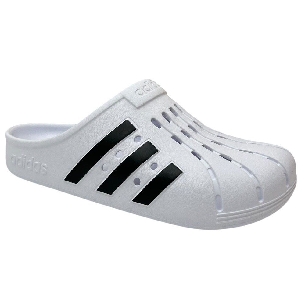 Adidas Adilette Womens Slip on Clog Sz 8 White-Black Lightweight Water Friendly - Picture 3 of 12